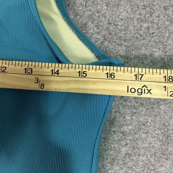 Lands End Womens Long Tank Top Blue Ribbed Square Neck Size 16 Swim - Picture 5 of 6